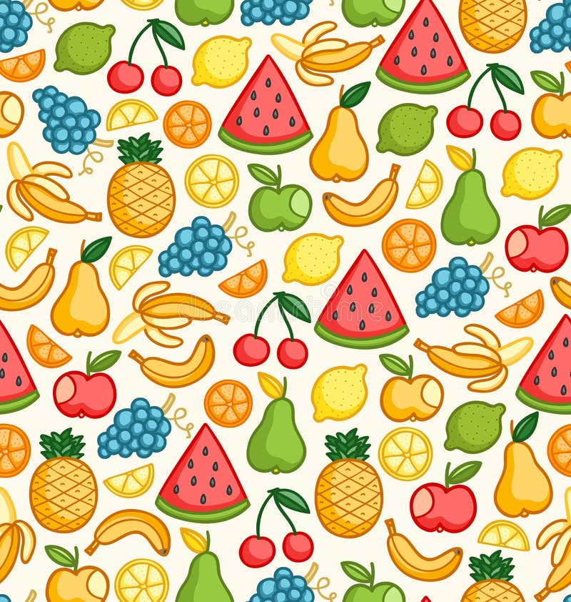 Las frutas garabatean el modelo inconsútil libre illustration Las frutas garabatean el modelo inconsútil libre illustration