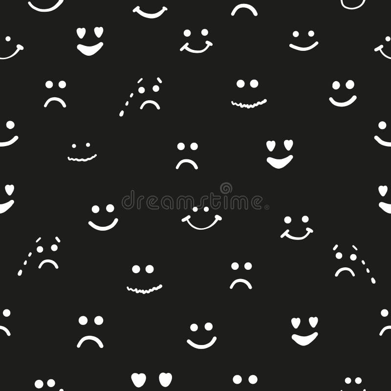 Las hojas de otoño coloridas secadas envueltas en un treeSad, feliz, sonriente, observan el corazón, modelo blanco y negro repeti ilustración del vector
