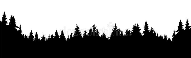 Forest of coniferous trees, silhouette vector background. Forest of coniferous trees, silhouette vector background.