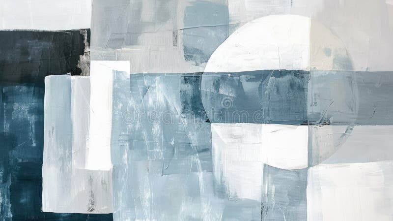 Las ilustraciones muestran un paisaje acuático pacífico con tonos azules y blancos en un estilo abstracto aig62. Una pintura acuática contemporánea que representa un paisaje sereno con tonos azules y blancos en el horizonte aig62 ai generados