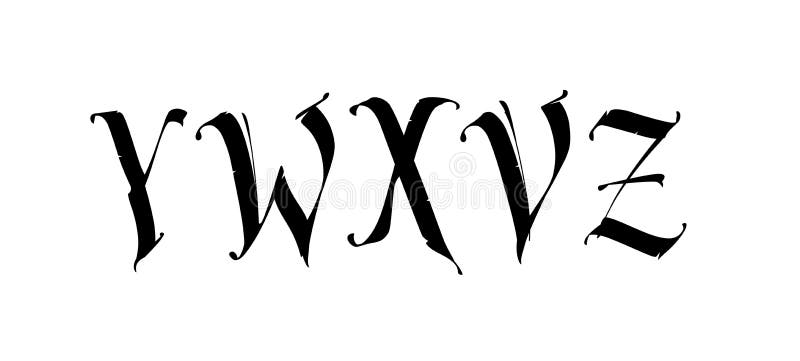 Las Letras Y W X V Z En El Estilo Gotico Vector Muestras Y Simbolos Monograma Insignias Para El Logotipo Estilo Medieval Ven Ilustracion Del Vector Ilustracion De Elementos Creatividad