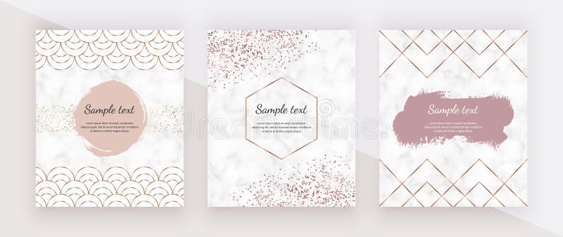 Golden geometric polygonal lines, mermaid scale fish, rose gold confetti and watercolor brush stroke and marble texture. Trendy templates for wedding invitation, banner, flyer, poster, greeting. Golden geometric polygonal lines, mermaid scale fish, rose gold confetti and watercolor brush stroke and marble texture. Trendy templates for wedding invitation, banner, flyer, poster, greeting.