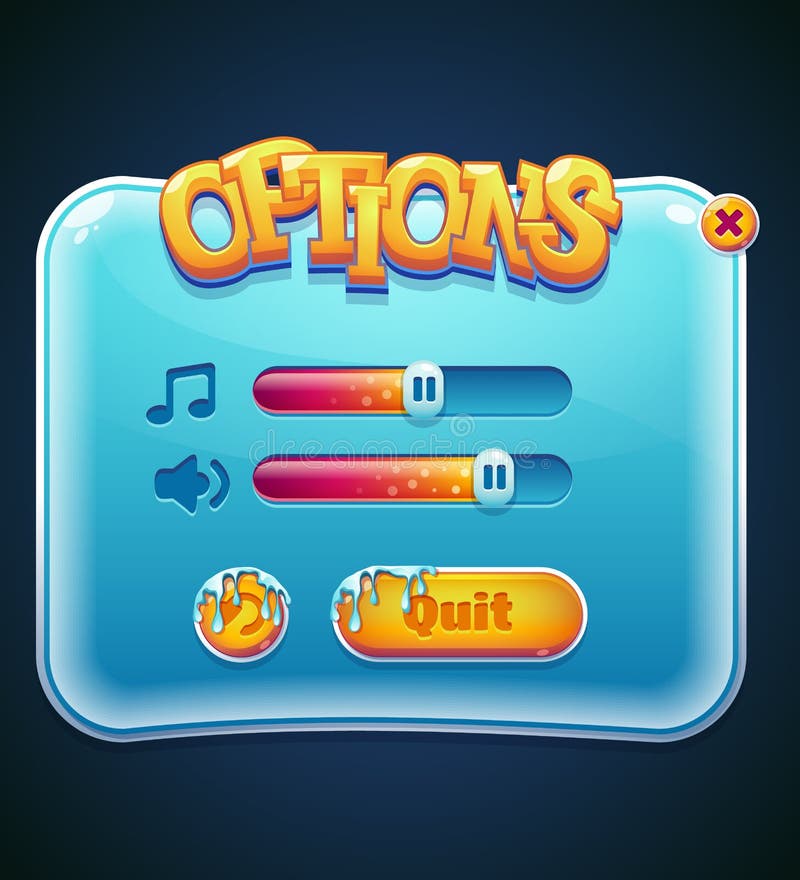 Las opciones del juego seleccionan la ventana para el ordenador app libre illustration Las opciones del juego seleccionan la ventana para el ordenador app libre illustration