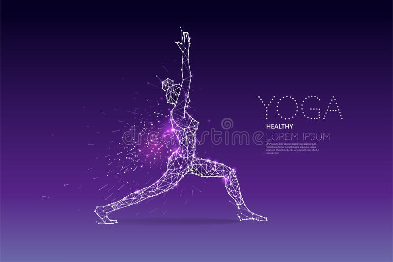 The particles, geometric art, line and dot of Yoga abstract vector illustration. graphic design concept of relax exercise. - line stroke weight editable. The particles, geometric art, line and dot of Yoga abstract vector illustration. graphic design concept of relax exercise. - line stroke weight editable