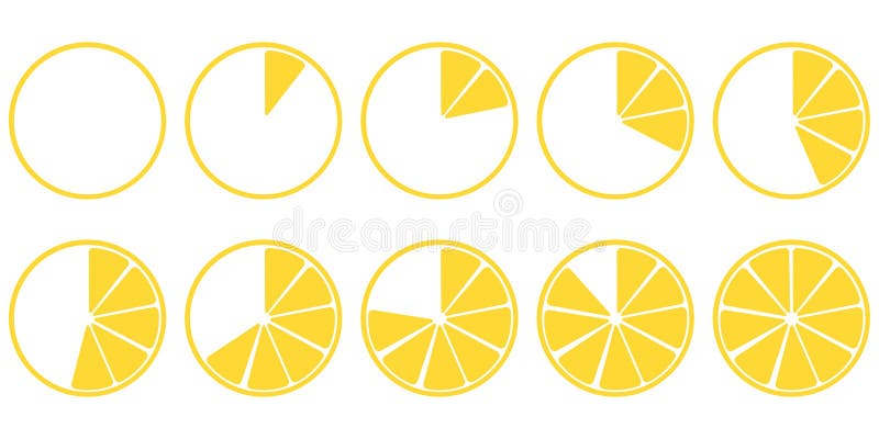 Las piezas cargadas del limón de los iconos fijaron diez pedazos ilustración del vector Las piezas cargadas del limón de los iconos fijaron diez pedazos ilustración del vector