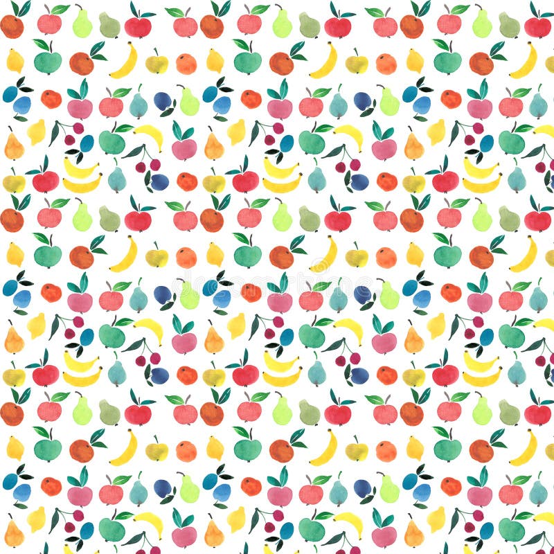 Las porciones de frutas y de bayas modelan bosquejo de la mano de la acuarela stock de ilustración Las porciones de frutas y de bayas modelan bosquejo de la mano de la acuarela stock de ilustración