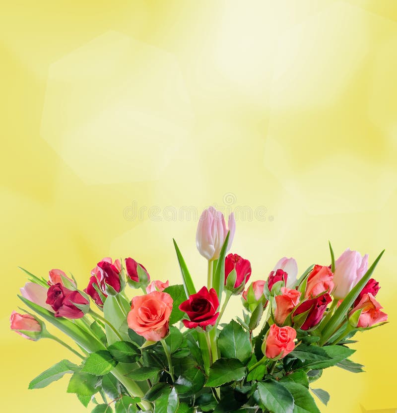 Las rosas blancas, anaranjadas, rojas y amarillas florecen, ramo, arreglo floral, fondo amarillo, aislado imágenes de archivo libres de regalías Las rosas blancas, anaranjadas, rojas y amarillas florecen, ramo, arreglo floral, fondo amarillo, aislado imágenes de archivo libres de regalías