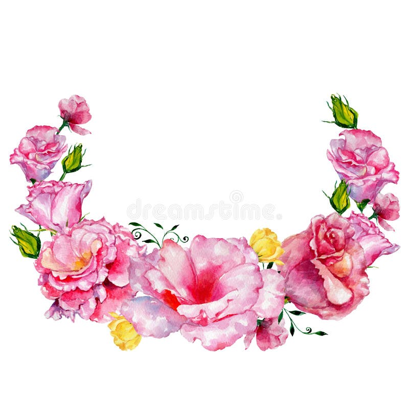Las rosas del Wildflower florecen la guirnalda en un estilo de la acuarela libre illustration Las rosas del Wildflower florecen la guirnalda en un estilo de la acuarela libre illustration