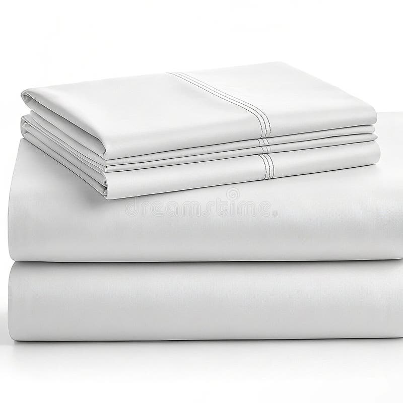 Las sábanas de lujo de 1000 hilos cuentan con blanco. Juego de sábanas de lujo con un recuento de 1000 hilos aislados en fondo blanco, perfecto para ver el hogar y la ropa de cama de lujo