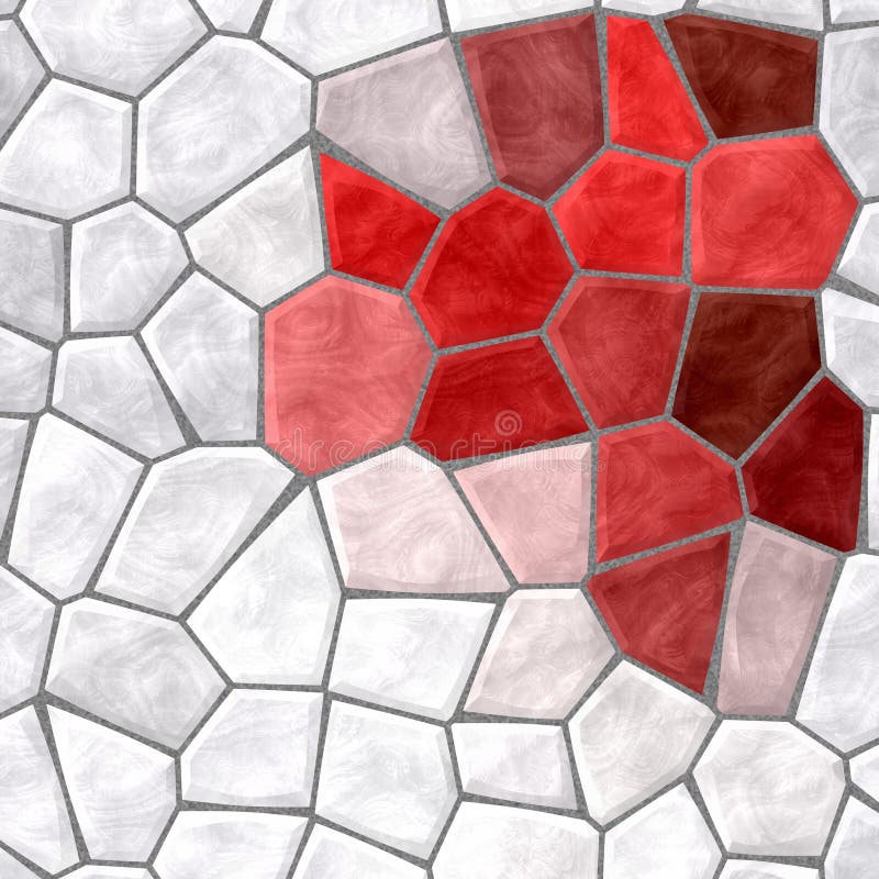 Las tejas de mosaico pedregosas plásticas de mármol de la naturaleza texturizan el fondo con colores blancos y rojos grises de la stock de ilustración Las tejas de mosaico pedregosas plásticas de mármol de la naturaleza texturizan el fondo con colores blancos y rojos grises de la stock de ilustración