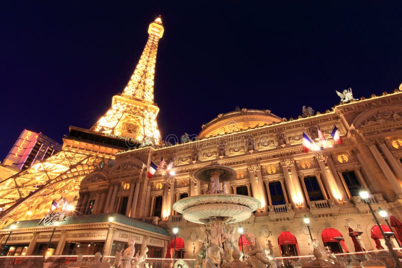 Eiffel Tower Of Paris Hotel In Las Vegas Illuminated At Night In Las Vegas,  Nevada Stock Photo, Picture and Royalty Free Image. Image 65907822.