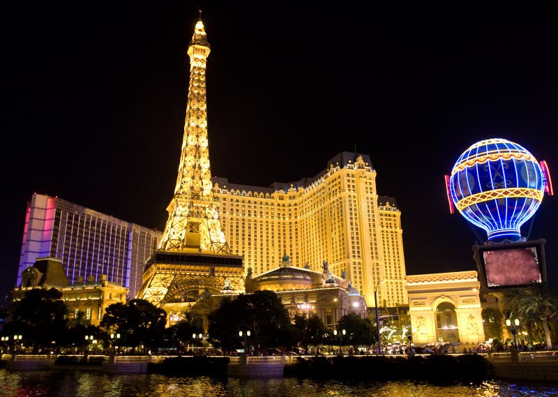 Las Vegas Strip at night with lights and water