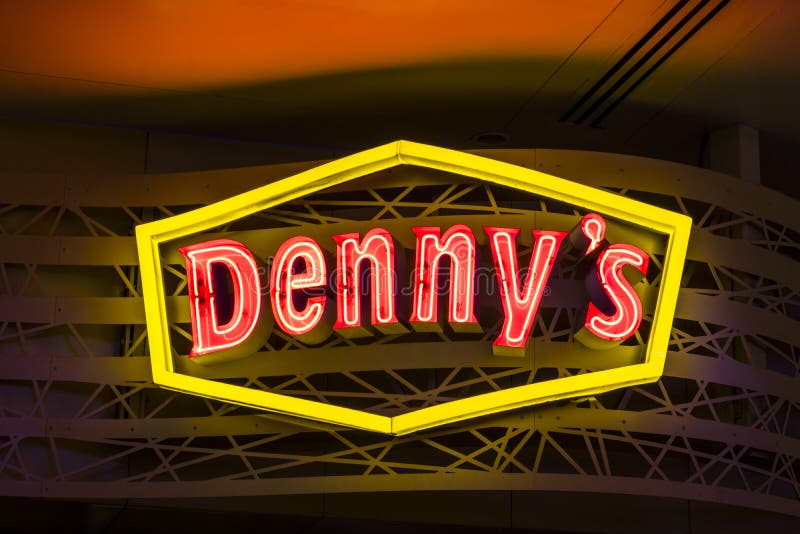 Denny s logo on wall editorial stock photo. Image of stone - 217528143