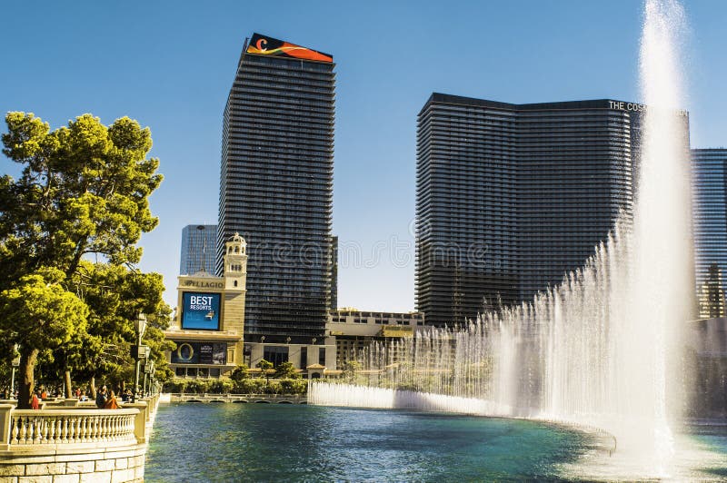 Las Vegas, Fountain Show at Bellagio Casino Editorial Stock Photo