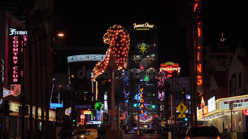 Las Vegas, Nevada USA-November 19,2017: Night Neon Lights Of The City