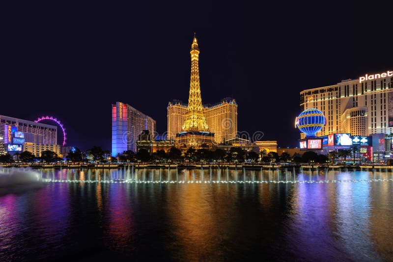 Eiffel Tower In Las Vegas At Night Stock Photo, Picture and Royalty Free  Image. Image 13160920.