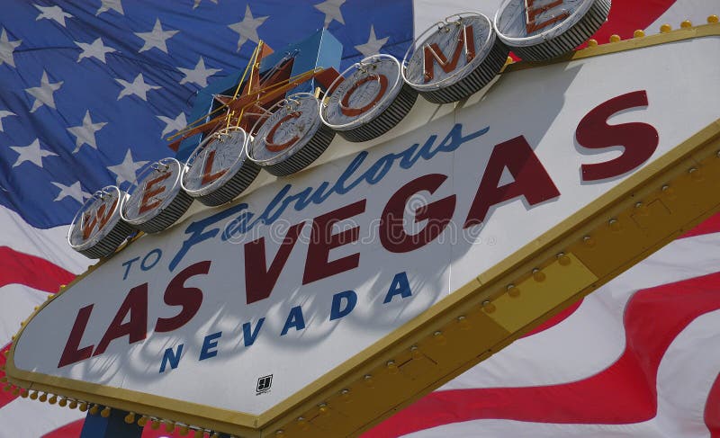 Las Vegas sign and USA flag royalty free stock photography Las Vegas sign and USA flag royalty free stock photography
