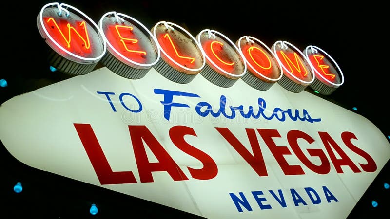 Las Vegas sign on the Las Vegas Strip in Las Vegas, dark night sky, Nevada, USA. sin city, entertainment