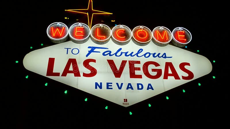 Las Vegas sign on the Las Vegas Strip in Las Vegas, dark night sky, Nevada, USA. sin city, entertainment