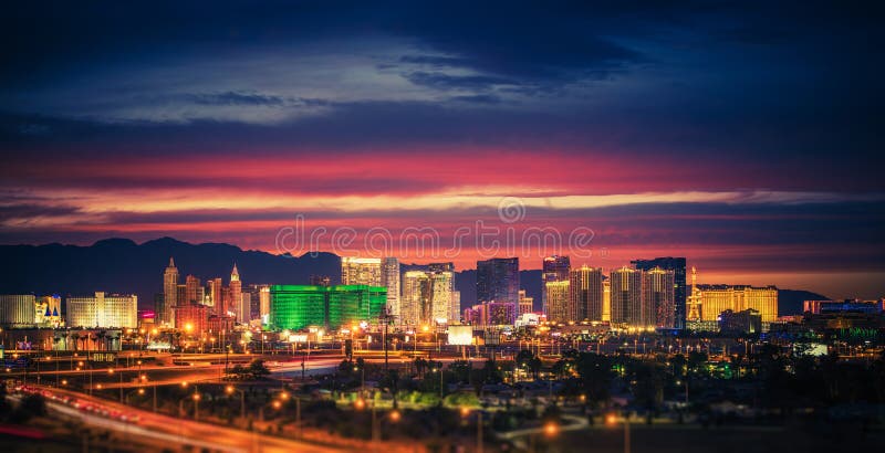 Premium Photo  Night city las vegas panoramic background