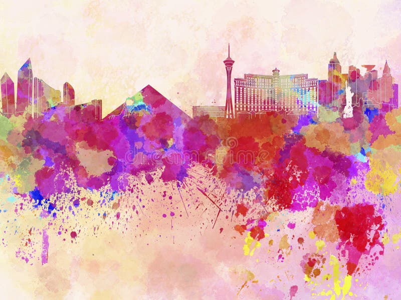 Las Vegas-Skyline im Aquarellhintergrund vektor abbildung Las Vegas-Skyline im Aquarellhintergrund vektor abbildung