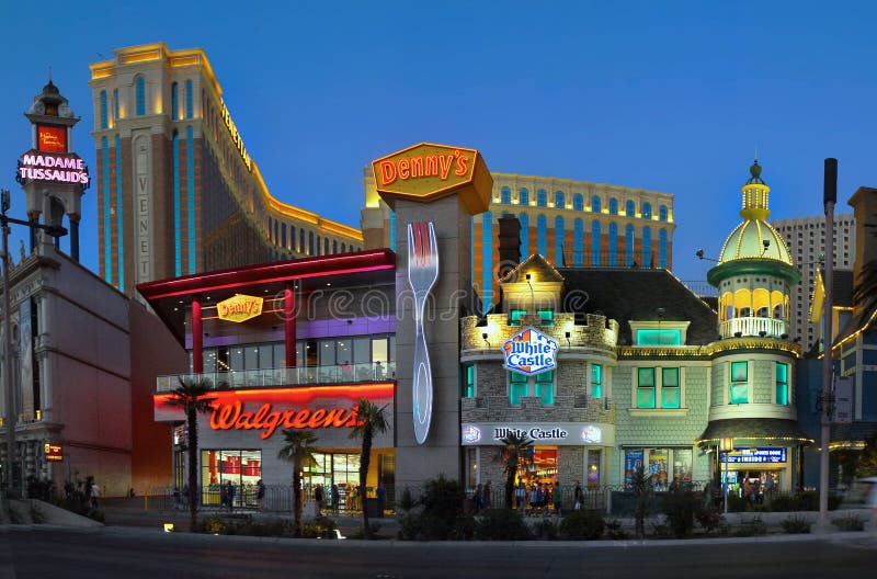 Walgreens, Denny's and White Castle on Las Vegas Strip in Las