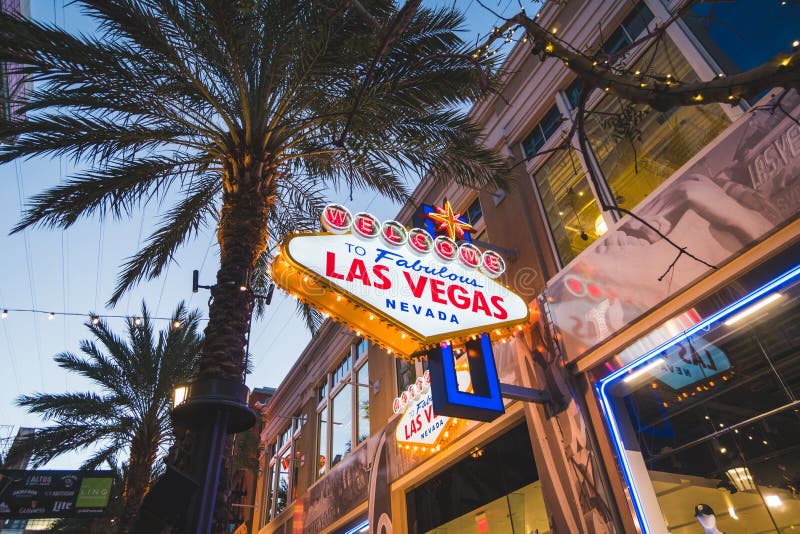 Las Vegas, United States - March 12 2019: View of the Las Vegas Strip evening bright lights royalty free stock image Las Vegas, United States - March 12 2019: View of the Las Vegas Strip evening bright lights royalty free stock image