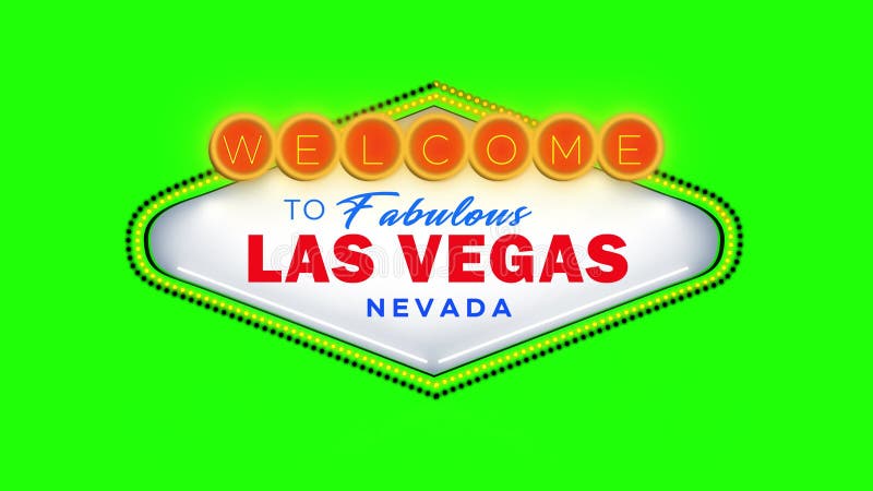 Las Vegas Welcome Signboard Animation Green Screen 4K for keying. 3D Rendered welcome in Nevada stock footage