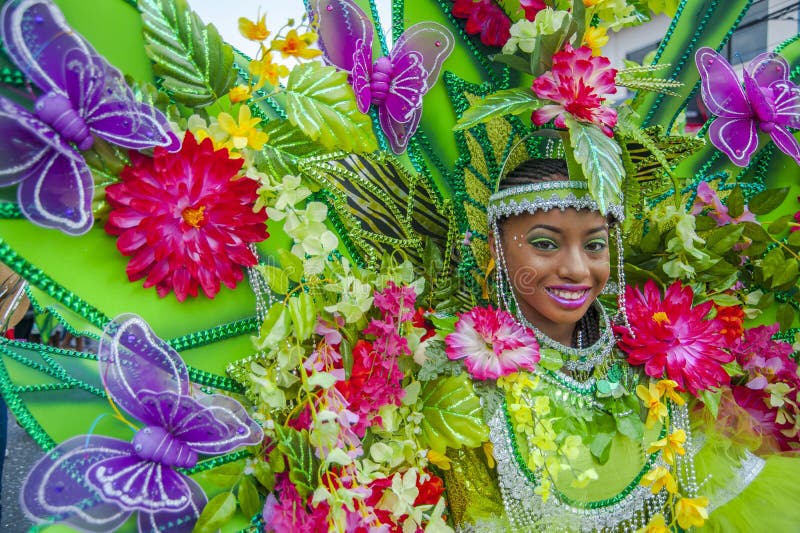 Las zonas tropicales ricas son representadas por un enmascarado de Trinidad y Tobago joven fotografía de archivo libre de regalías Las zonas tropicales ricas son representadas por un enmascarado de Trinidad y Tobago joven fotografía de archivo libre de regalías