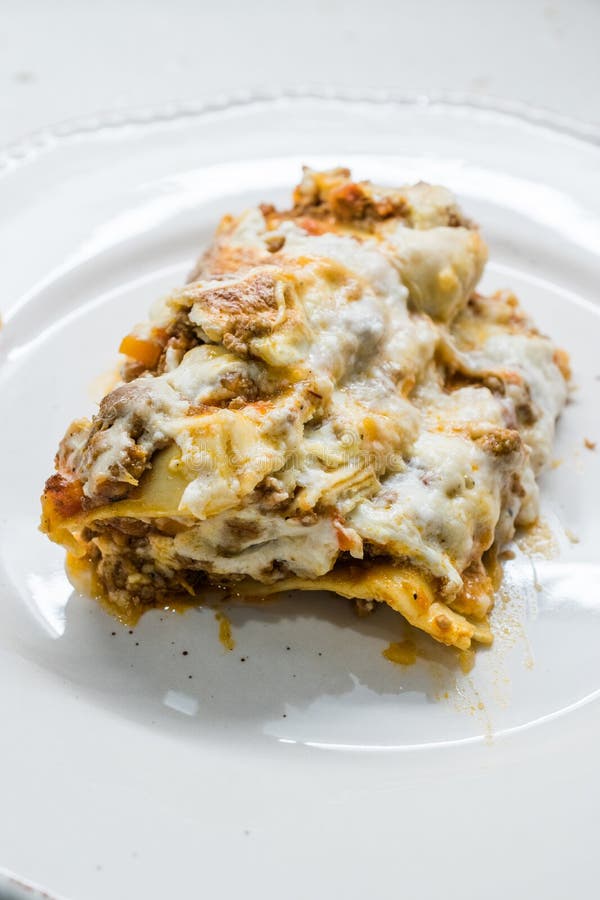 Lasagna with Minced Meat Beef and Bechamel Sauce in Plate. / Classic ...