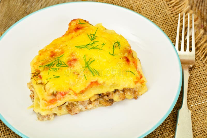 Lasagna with Minced Meat stock photo. Image of meal, delicious 74655158