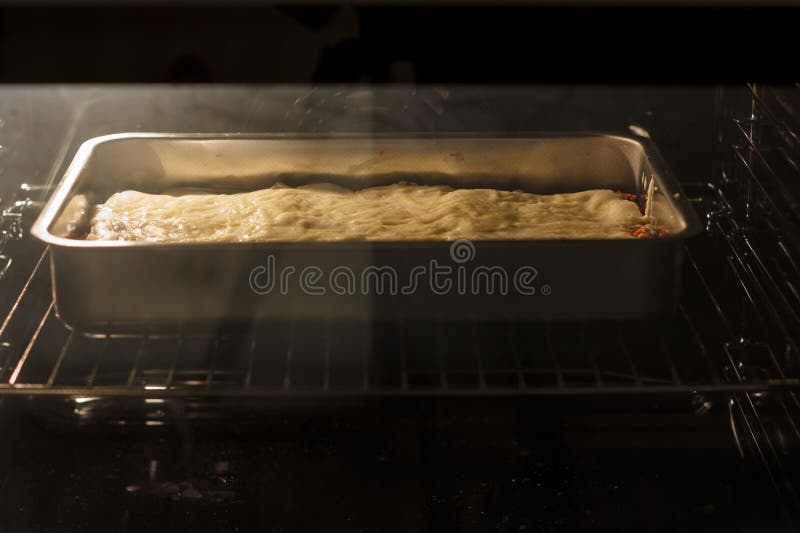 Lasagna in oven stock photo. Image of homemade, italy 50351862