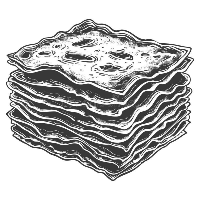 Lasagna Pasta HandDrawn Illustration vektor illustrationer