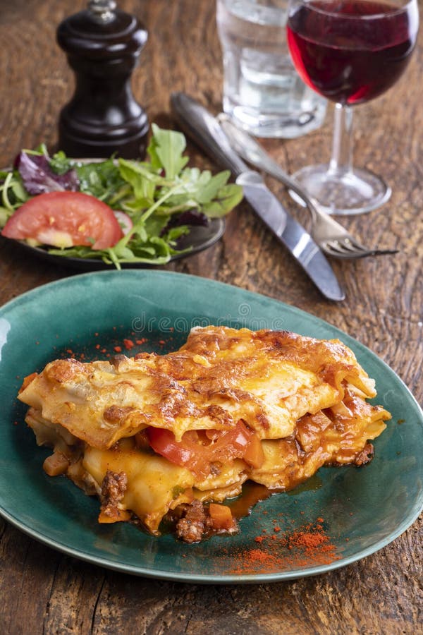 Lasagna on a plate stock image. Image of meal, cook 253764769