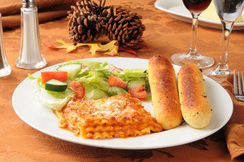 Lasagna on a Thanksgiving Dinner Table Stock Photo Image of cucumber