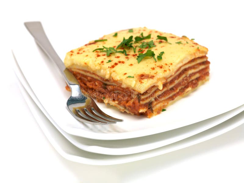 Lasagna on white stock photo. Image of food, meal, italian - 21747618