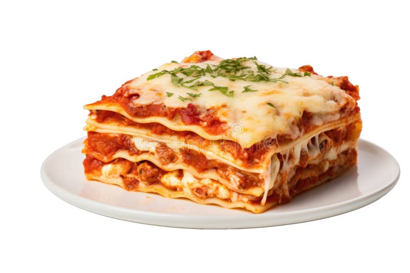 Piece of Lasagna Bolognese on Plate Isolated. Italian Cuisine ...