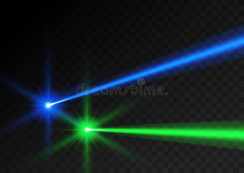 Laser Beam Blue Green Light. Vector Laser Beam Line Ray Glow Effect