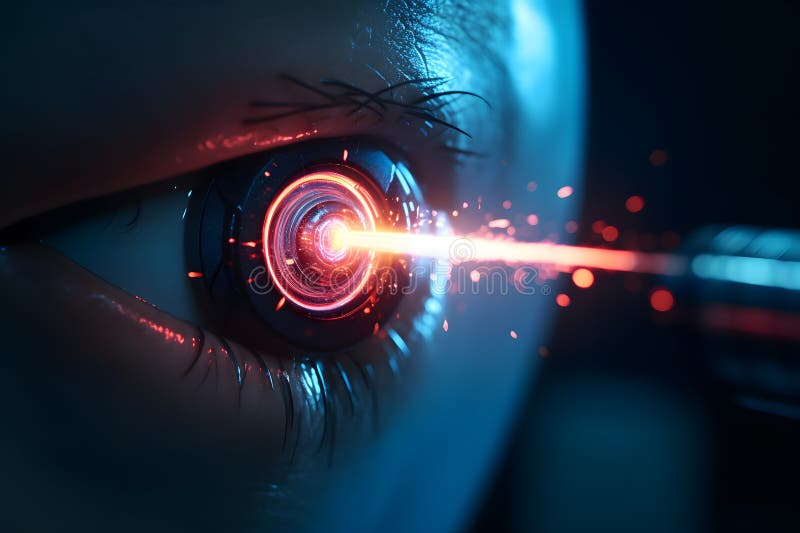 Laser beam in the eye stock photo. Image of cyberspace 302625262