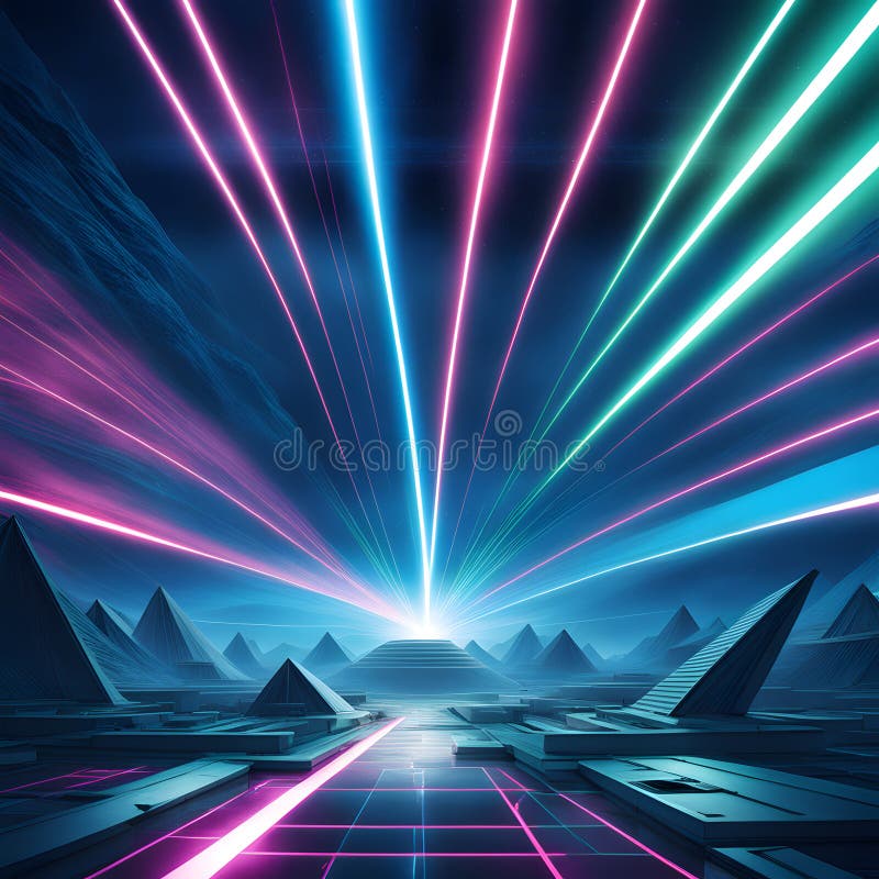 Laser beams aigeneratet. Färga laserstrålar tänder natten