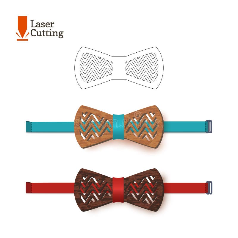 Laser cut bow-tie template. Vector silhouette for cutting a bow tie on a lathe made of wood, metal, plastic. The idea of design of a stylish accessory.