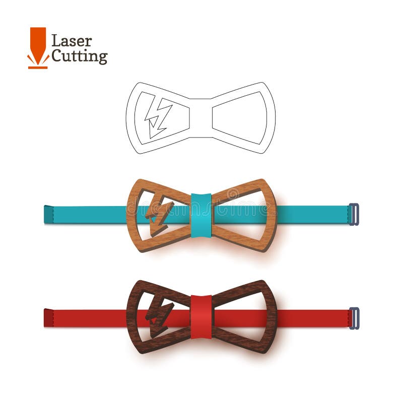 Laser cut bow-tie template whith flash symbol. Vector silhouette for cutting a bow tie on a lathe made of wood, metal, plastic. The idea of design of a stylish accessory whith lightning energy sign.