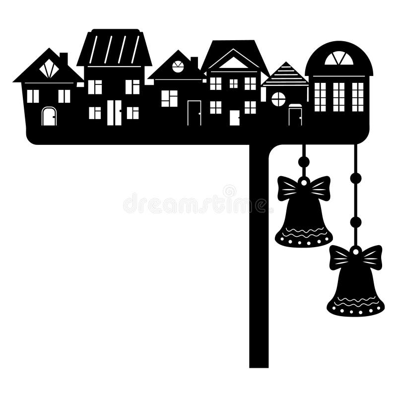 Lasercut Corner of the Christmas Door, Black Silhouette, Christmas