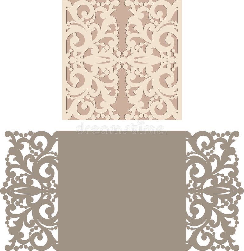 Laser cut envelope template for invitation wedding card