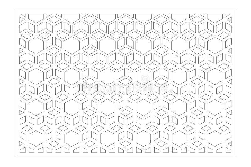 Laser cut panel. Decorative card for cutting. Arabic, line art pattern. Ratio 2:3. Vector illustration