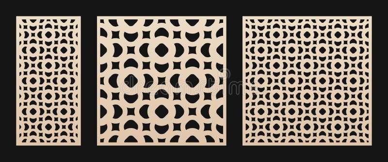 Laser cut panel pattern. Vector stencil with abstract floral geometric ornament