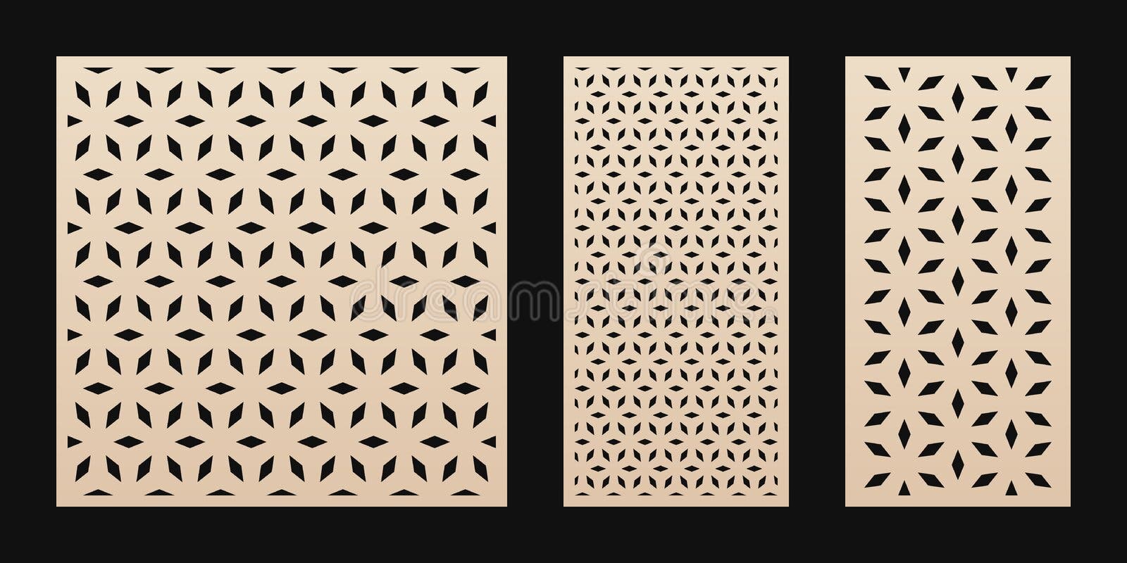 Laser Cut Panel Set. Vector Stencil with Abstract Geometric Pattern ...