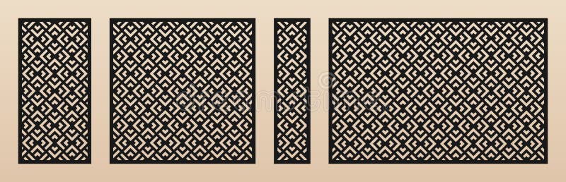 Laser cut panels with abstract geometric pattern, triangles, squares, lattice