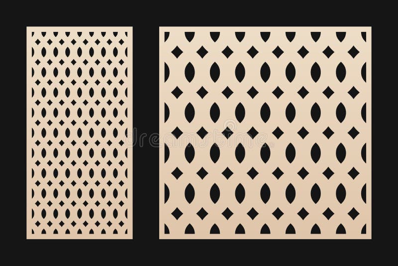 Laser cut pattern. Vector template with geometric grid, mesh, net, lattice