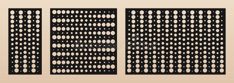 Laser cut pattern. Vector template with modern geometric texture, halftone dots